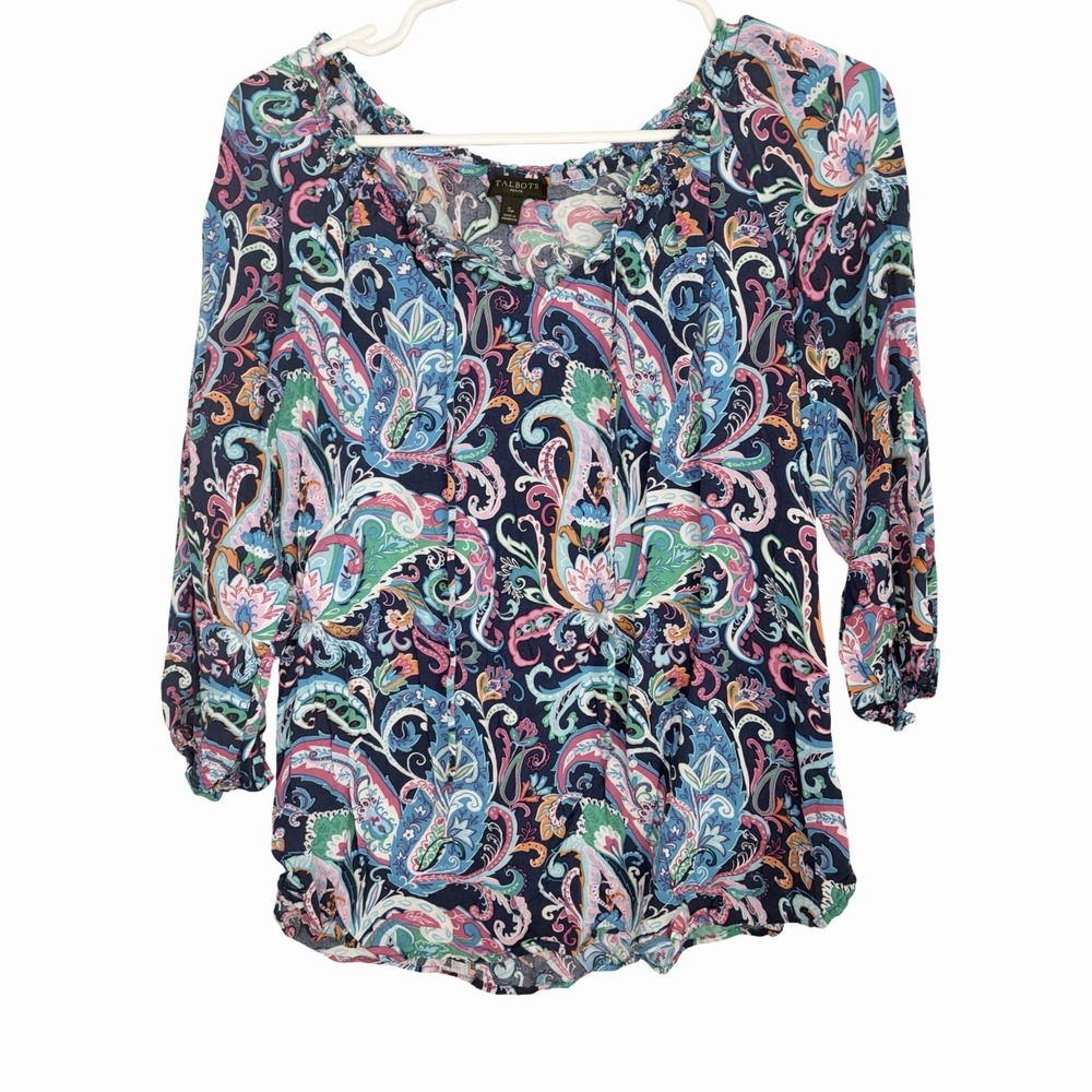 Talbots Women's PS Bohemian Rayon Vacay Resort Flowy Top